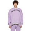 Palm Angels Curved Logo Long-sleeve Sweatshirt In Lilac Black