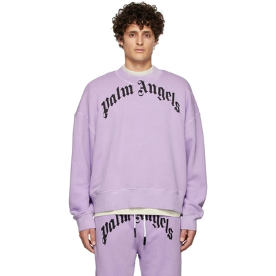 Palm Angels Curved Logo Long-sleeve Sweatshirt In Purple