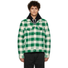 PALM ANGELS GREEN & WHITE CHECK CURVED LOGO TRUCKER JACKET