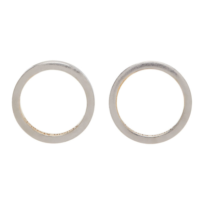 Maison Margiela Silver Semi-polished Hoop Earrings In Metallic
