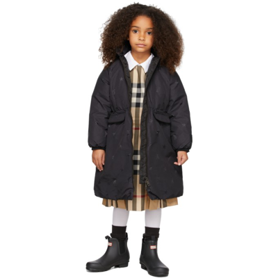 Burberry Kids Down-filled Star And Monogram Coat (3-14 Years) In Black Ip Pattern