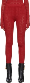 GIVENCHY RED 4G JACQUARD LEGGINGS