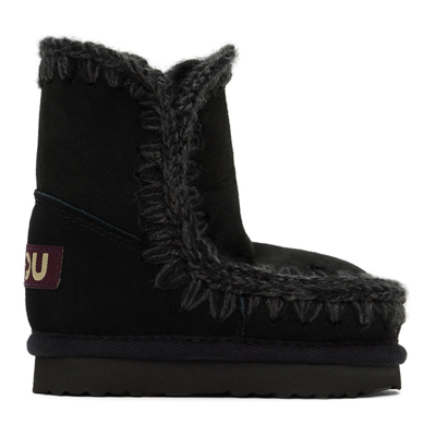 Mou Baby Black Suede Ankle Boots In Bkbk Black