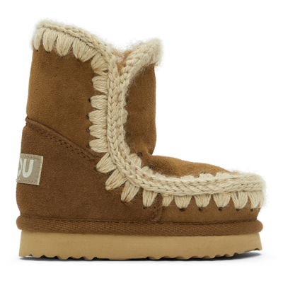 Mou Baby Tan Suede Ankle Boots In Cog Cognac