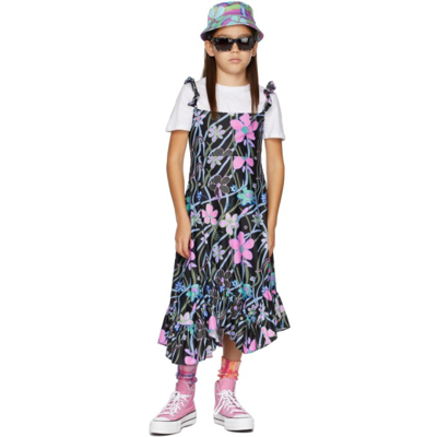 Collina Strada Ssense Exclusive Kids Black Ruffle Market Dress In Black/pink Floral
