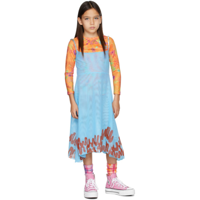 Collina Strada Ssense Exclusive Kids Blue Rhinestone Market Dress In Mask Blue Loopy