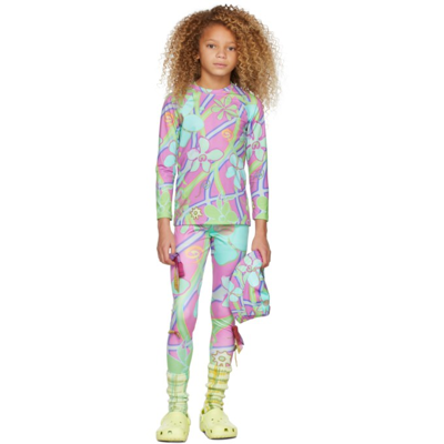 Collina Strada Ssense Exclusive Kids Multicolor Swim Long Sleeve T-shirt In Hot Pink Zebra Flora