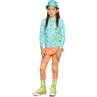 Collina Strada Ssense Exclusive Kids Orange Ruffle Trousers In Orange Daisy Doodle