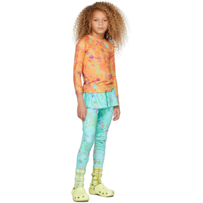Collina Strada Ssense Exclusive Kids Blue Ruffle Trousers In Turquoise Daisy Dood