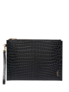 SAINT LAURENT CROCODILE-EFFECT LEATHER IPAD CASE