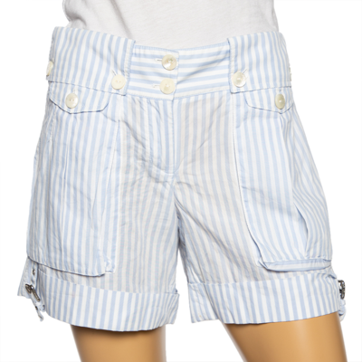 Pre-owned Dolce & Gabbana Blue & White Striped Cotton Shorts S