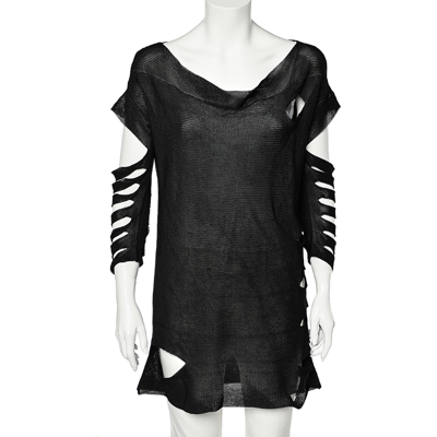 Pre-owned Just Cavalli Black Knit Cutout Detail Tunic L