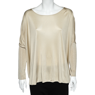 Pre-owned Giorgio Armani Beige Jersey Oversized Top L