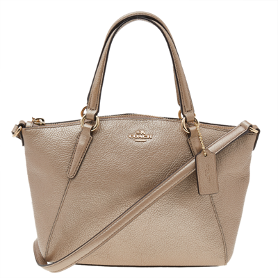 Pre-owned Coach Metallic Beige Leather Small Tote