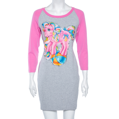 Pre-owned Moschino Couture Grey & Pink Cotton My Little Pony Printed Mini T-shirt Dress L