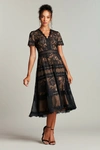 Tadashi Shoji Beatrice Tea Length Dress In Black