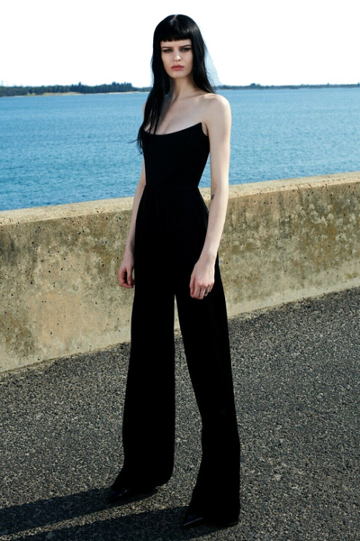 Alex Perry Slaine Strapless Satin-crepe Jumpsuit In Black