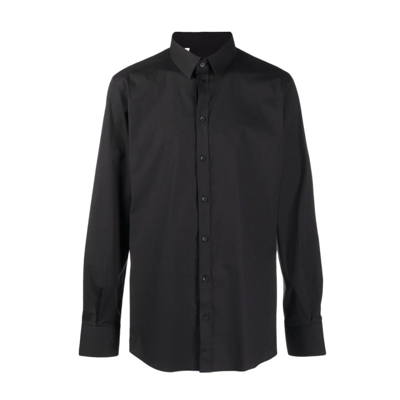 Dolce & Gabbana Gold Shirt In Stretch Cotton Poplin In Black