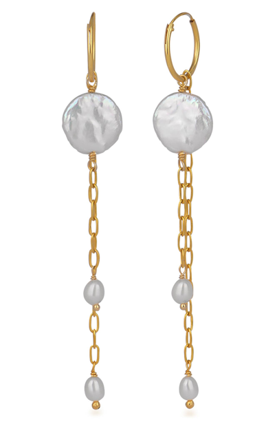 Gabi Rielle 14k Gold Vermeil Mother Of Pearl & 3mm Freshwater Peal Earrings