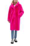 Noize Faux Fur Longline Coat In Hot Pink