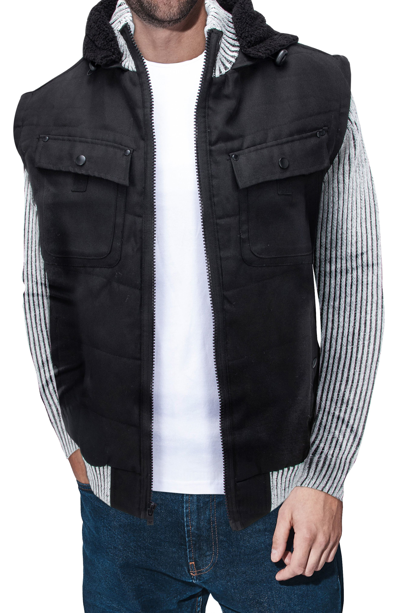 X-ray Lightly Insultated Shearling Lined Hooded Sweater Jacket In Black