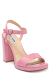 Steve Madden Persepoliss Patent Block Heel Sandal In Pink Patent