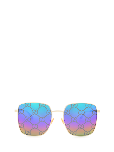 Gucci Gg0802s Gold Female Sunglasses - Atterley In Blue | ModeSens