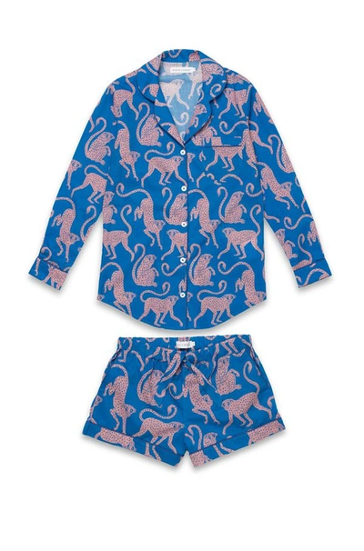 Desmond & Dempsey Chango Signature Pyjama Set In Blue Print