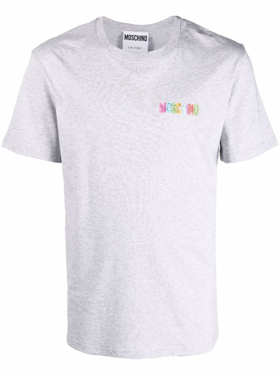 Moschino Chest-logo Cotton T-shirt In Grey