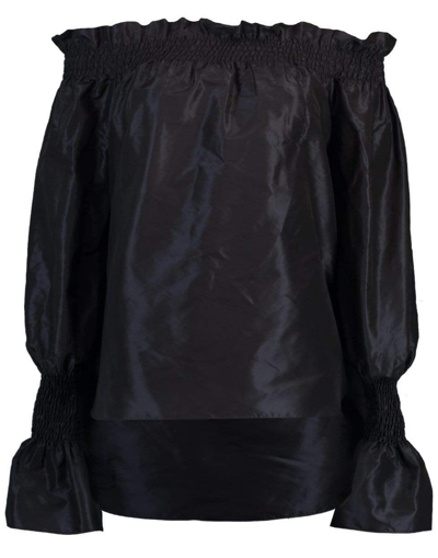 Adam Lippes Women's Silk Taffeta Off-shoulder Top In Black