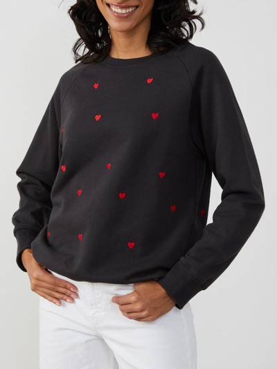 South Parade Women's Rocky Heart-embroidery Sweatshirt In Smoke Black
