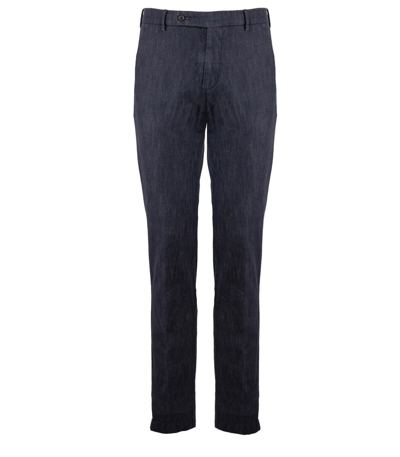 Berwich Morello Navy Blue Denim Effect Trousers