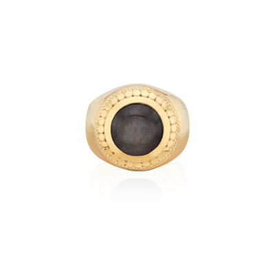 Anna Beck Large Grey Sapphire Signet Ring In Gold