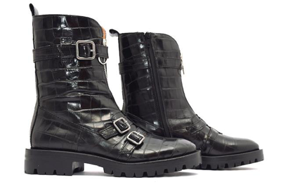 Alpe Moc Croc Ankle Boot- In Black