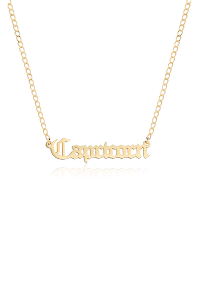 Gabi Rielle Zodiac Sign Gothic Script Necklace In Gold-capricorn
