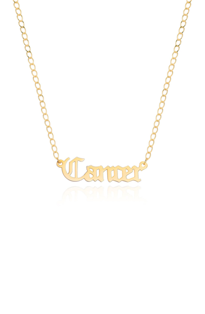 Gabi Rielle Zodiac Sign Gothic Script Necklace In Gold-cancer