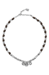 UNODE50 TOP SECRET SILVER PLATED BEADED CHARM LEATHER CORD NECKLACE