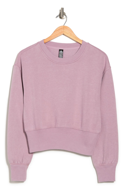 90 Degree By Reflex Stone Wash Crew Neck Pullover Crop Sweatshirt In Elderberry