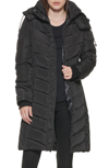 Kenneth Cole New York Heavyweight Fleece Lined Hood Quilted Puffer Jacket In Black