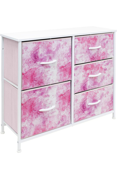 Sorbus 5 Drawer Chest Dresser In Pink
