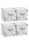 Sorbus Foldable Storage Cube In White Marble