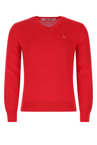 Comme Des Garçons Play Red Cotton Jumper Red Comme Des Garcons Play Uomo S