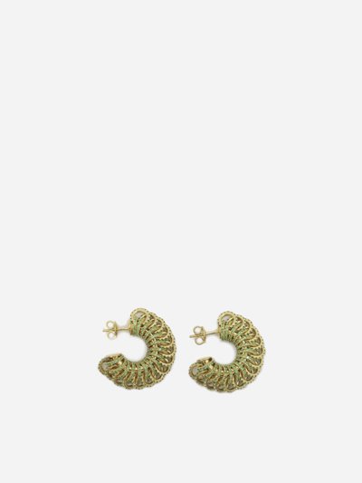 Bottega Veneta Gold-plated Silver Earrings And Crystals In Grass