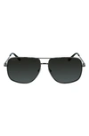 Ferragamo 60mm Gancini Aviator Sunglasses In Dark Ruthenium