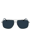 Ferragamo 60mm Gancini Aviator Sunglasses In Light Ruthenium