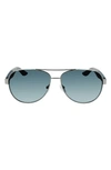 Ferragamo Italian Lifestyle 62mm Aviator Sunglasses In Shiny Light Rutherium