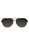 Ferragamo Lifestyle 61mm Aviator Sunglasses In Matte Dark Rutherium