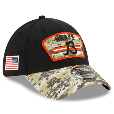 New Era Men's Black-camouflage Chicago Bears 2021 Salute To Service Trucker B 9forty Snapback Adjustable Hat