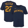 NIKE YOUTH NIKE CHRISTIAN YELICH NAVY MILWAUKEE BREWERS PLAYER NAME & NUMBER T-SHIRT,3760023