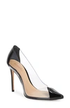 Schutz Cendi Transparent Pointed Toe Pump In Black Patent Leather